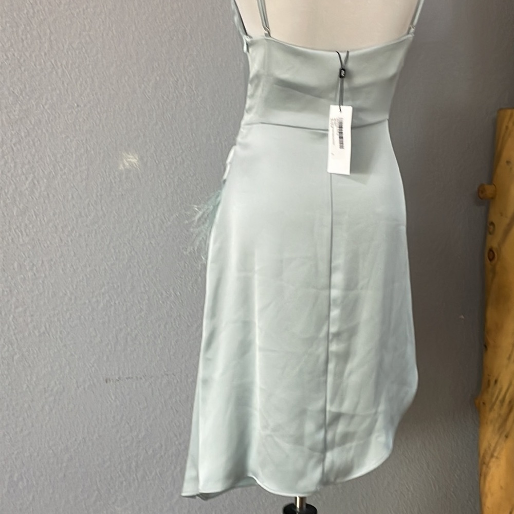 New Keren Millen Satin Crepe Cowl Neck Feather Cami Dress Sz 4 - Picture 8 of 15